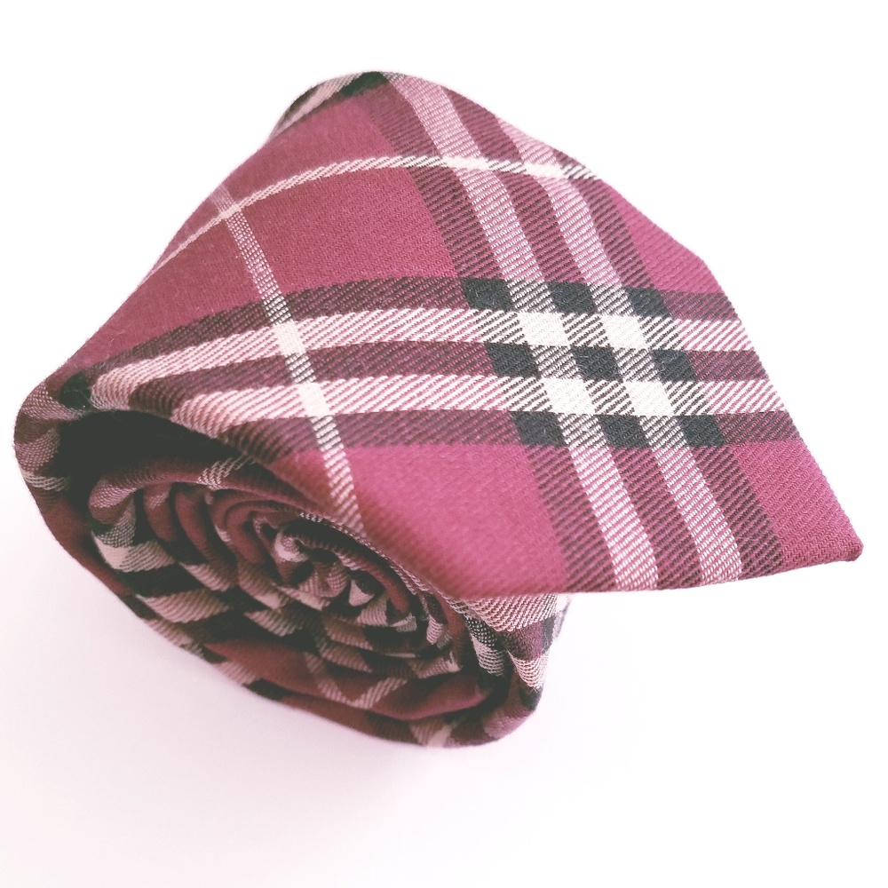 Burgundy & White Plaid Unisex Tie